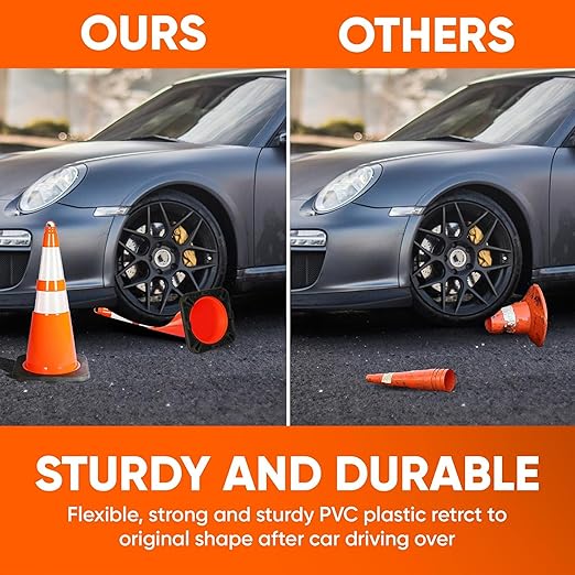 Pyle 28-Inch High-Visibility PVC Safety Cones, Durable & Stackable, Fluorescent - Image 5