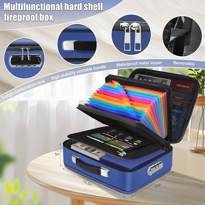 Fireproof Document Box, Hard Shell Fireproof Box, Document Organizer - Image 4
