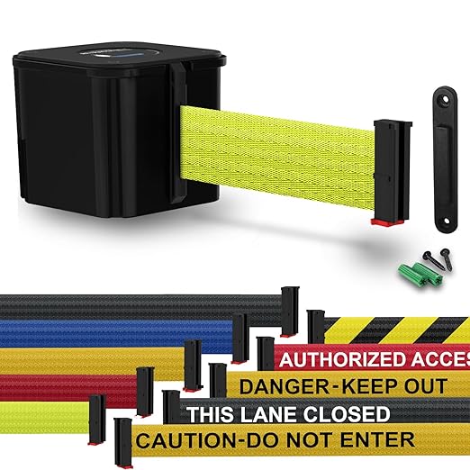 WM412 Retractable Belt Wall Mounted Smooth Black Crowd Control Barrier and - Image 2
