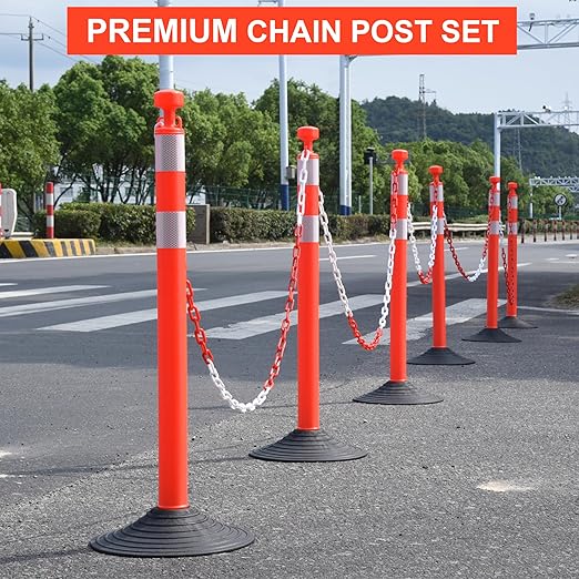 OrangeStar 6 Packs Traffic Delineator Post Cones, Crowd Control Stanchion Sets - Image 5