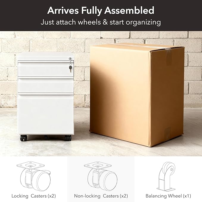 Mount-It! 3 Drawer File Cabinet - Image 7
