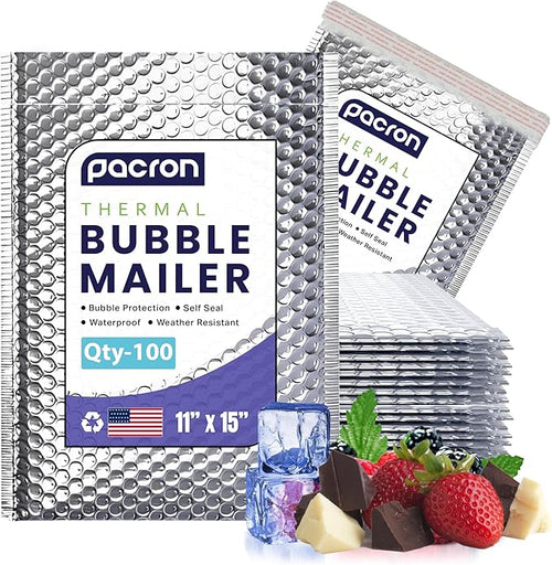 100-Pack Insulated Silver Thermal Bubble Mailers 11 x 15 by Pacron