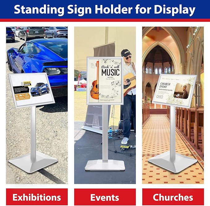 Sign Stand 11x17inch Pedestal Sign Holder Poster Stand 3Packs Adjustable Floor - Image 7