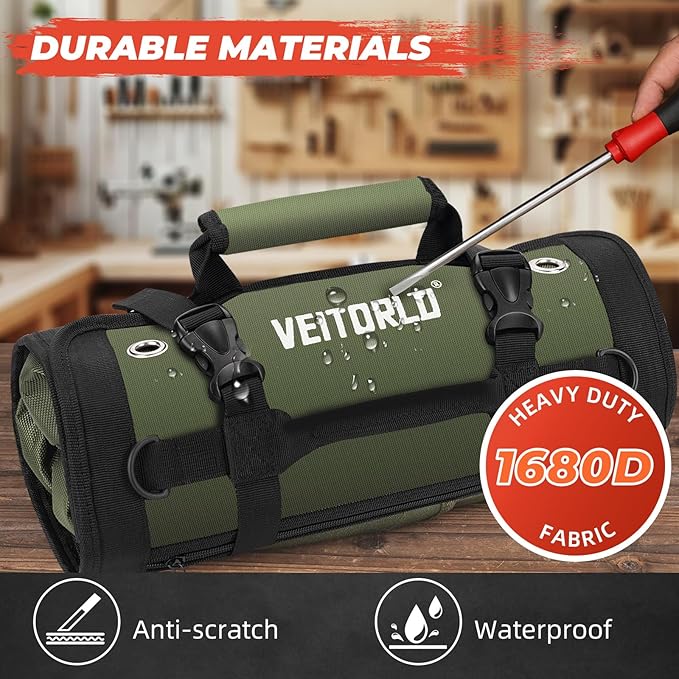 Tool Roll Up Bag, Gifts for Men Dad Husband Him, 1680D Portable Tool Storage - Image 5