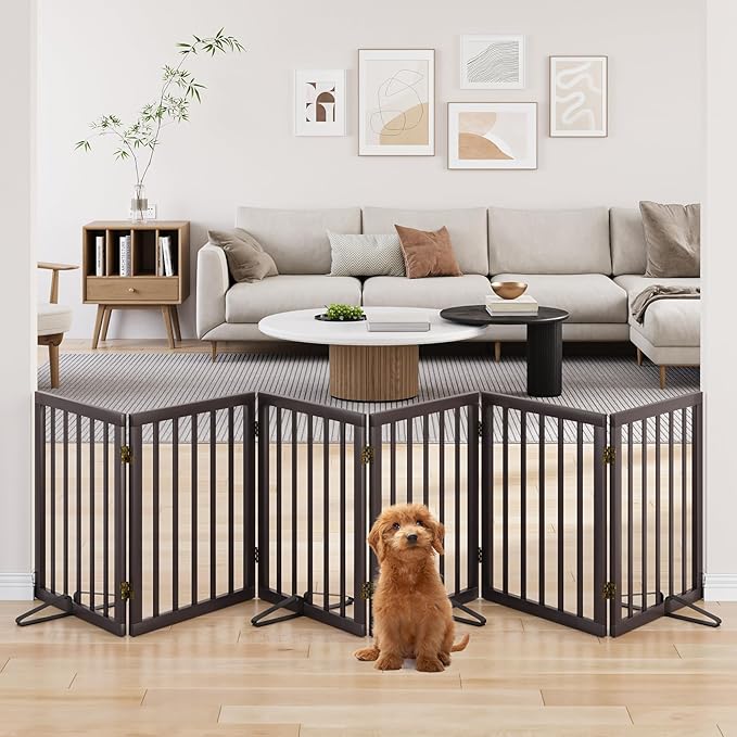 Freestanding Pet Gate 55-110" Extre Wide, Foldable Dog Gate - Image 2