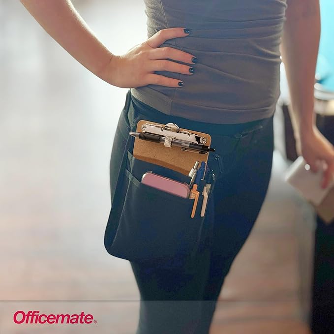 Officemate 5" x 9" Clipboard for Receipts, Low Profile Metal Clip & Pen Holder - Image 3