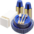 175PCS Clear Blue Plastic Plates by Bestluck