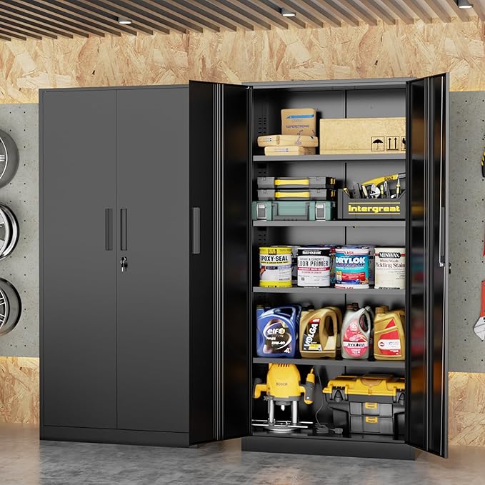 Crownland 72" Metal Storage Cabinet, Lockable Garage Storage Cabinets, High - Image 8