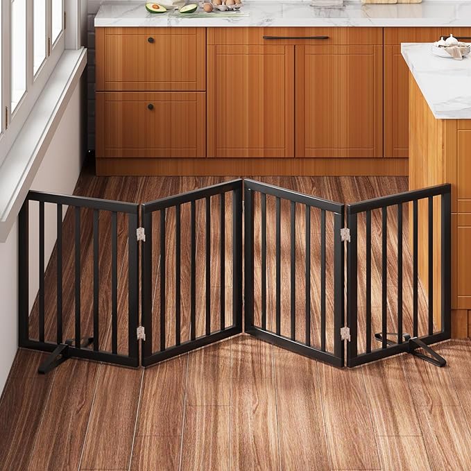 Black 37-74" Dog Gate Foldable Dog Gates - Image 6