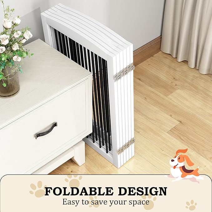 Freestanding Pet Gate with Door, Tall Dog Gate - Image 4
