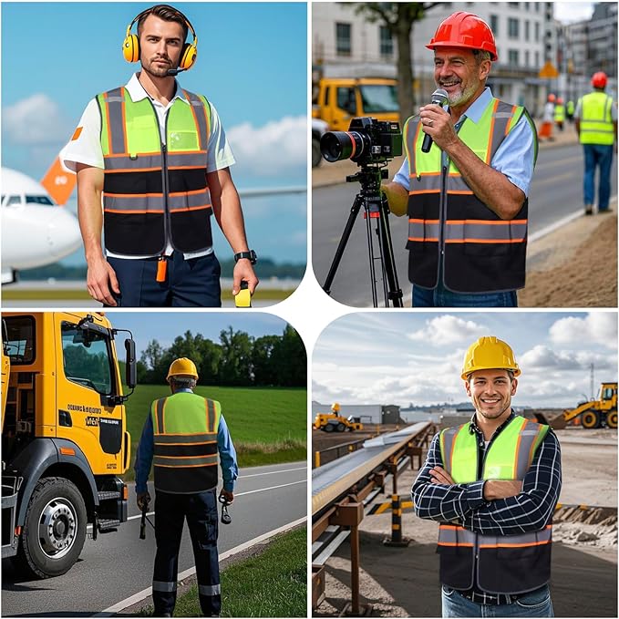 Custom Safety Vest with Logo Pockets High Visibility Reflective Vests - Image 3