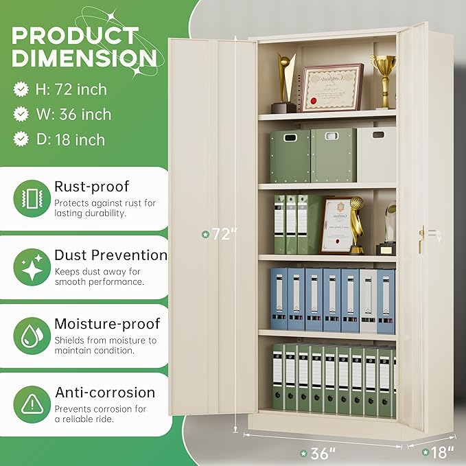 INTERGREAT Metal Storage Cabinet, Steel Storage Cabinet - Image 3