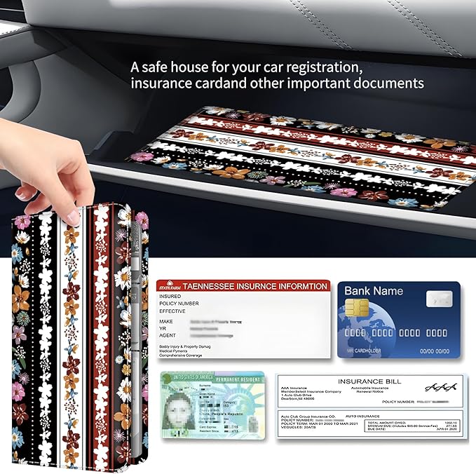Premium Car Registration and Insurance Card Holder, Cute PU Leather Car - Image 3