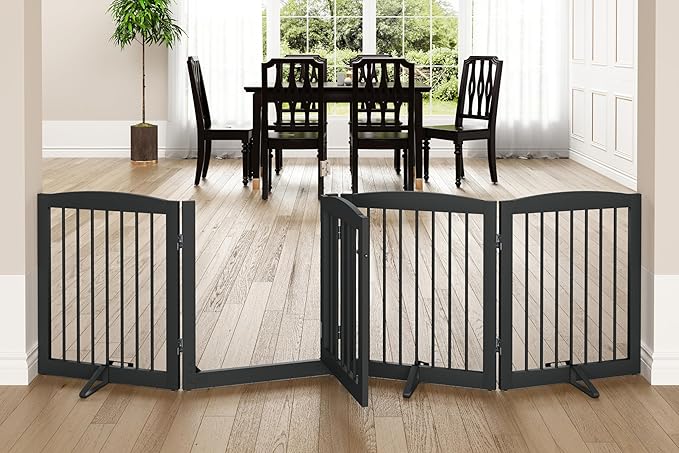 Freestanding Dog Gate with Door, Pet Gate by PUPETPO