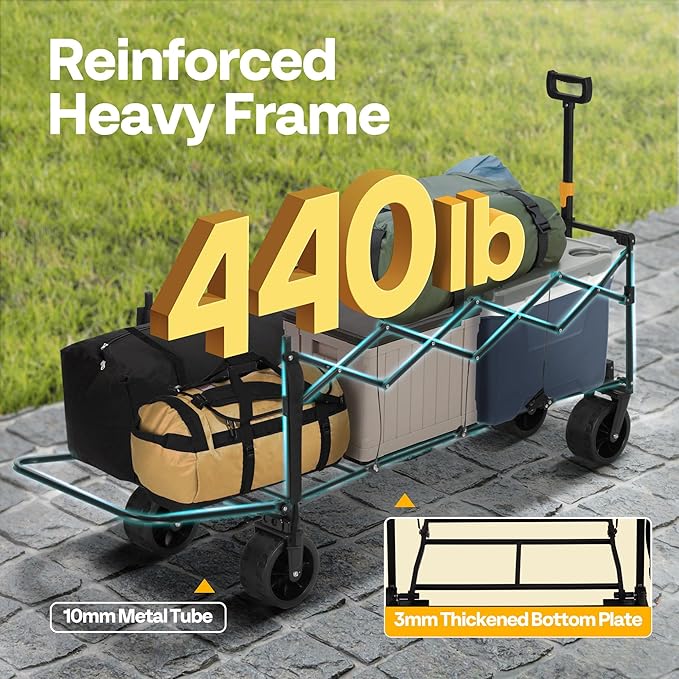 VIVOHOME 48''L Extended Collapsible Wagon Cart - Image 3