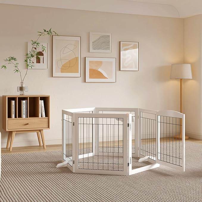 Vantas Folding Pet Gate 144" Wide, Freestanding Wire Pet Gate, Pet Puppy Safety - Image 4