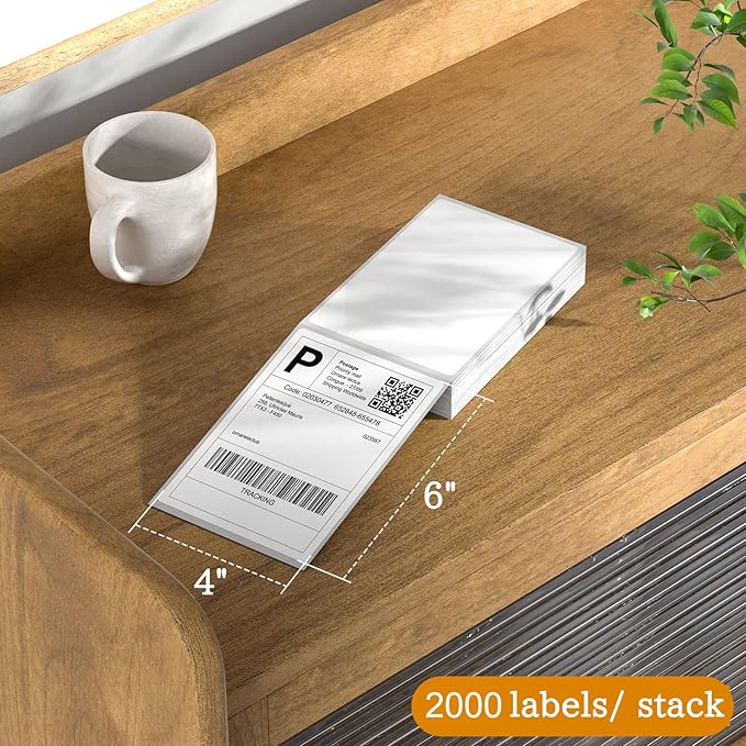 SJPACK 4" x 6" Thermal Labels, 2000 Fanfold Labels, Direct Thermal Shipping - Image 2