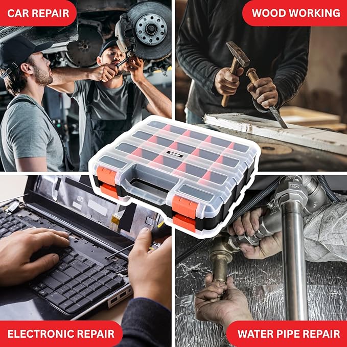 Andalus Tools Organizer Box, Small Parts Storage 34-Compartment Double-Sided - Image 4