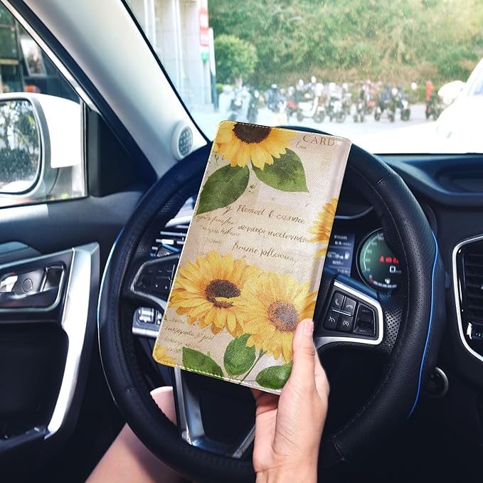 xigua Sunflower Car Registration and Insurance Holder, Leather Registration and - Image 7