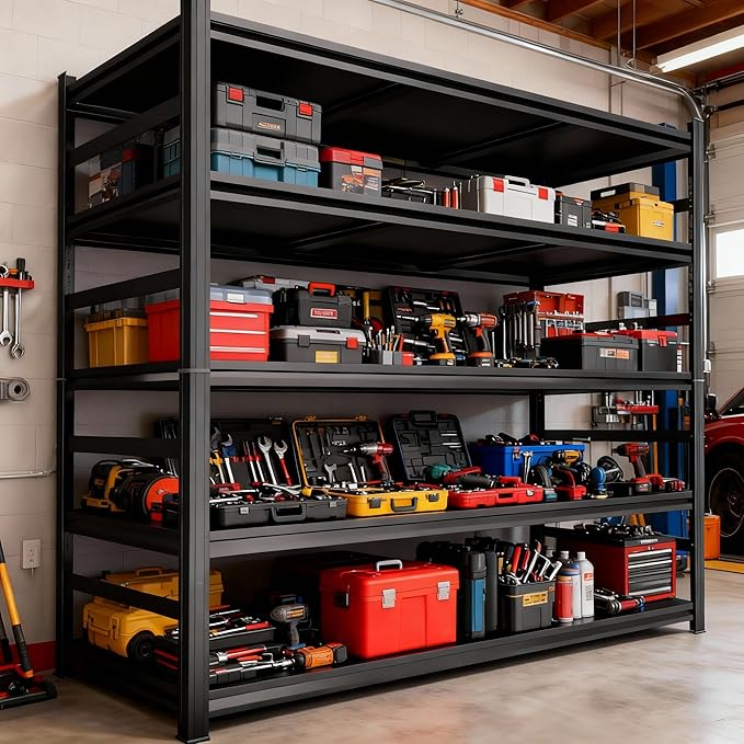 Garage Shelving, Adjustable 5-Tier Storage Shelves, Double-Thickened Columns - Image 2