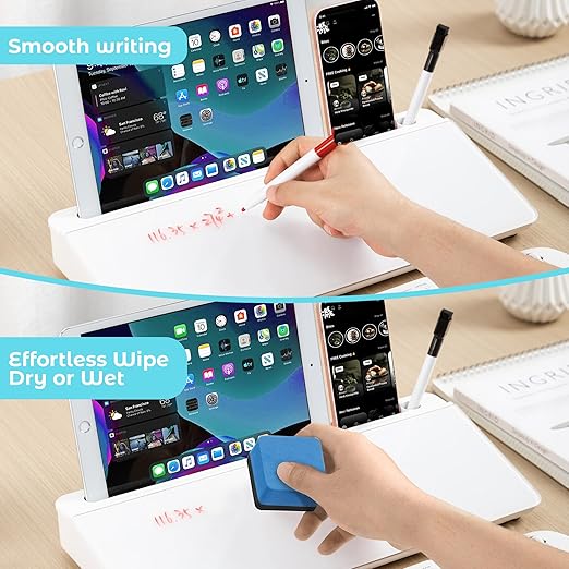 Glass Desktop Whiteboard with Storage, Desk Dry Erase Board Small White Board - Image 5