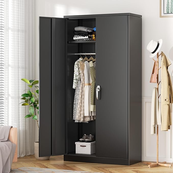 INTERGREAT Metal Wardrobe Closet, Armoire Wardrobe Closet - Image 2