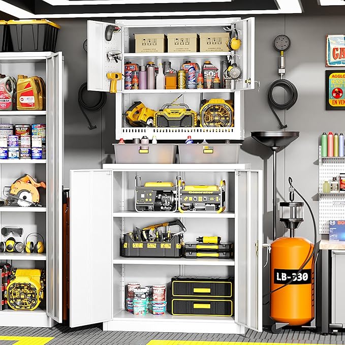 Greenvelly Metal Garage Storage Cabinet, Lockable Metal Cabinets - Image 2