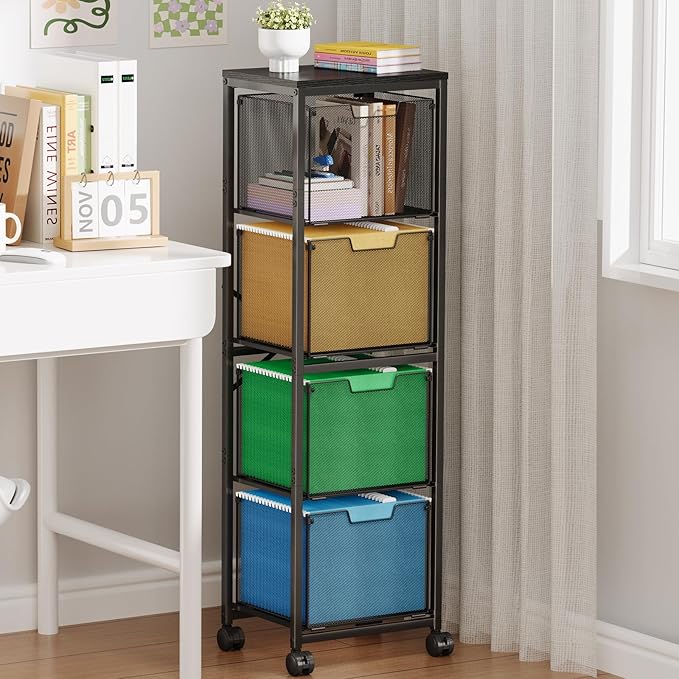 4 Drawers File Cabinet, Vertical Filing Cabinets, Rolling File Cart, Hanging by shengbaomaoyi