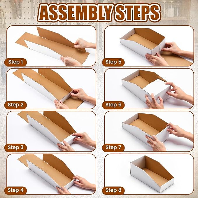 50 Pack Cardboard Storage Bins Assorted Sizes, Cardboard Boxes, 28 Pack 12x4x4.5 - Image 4