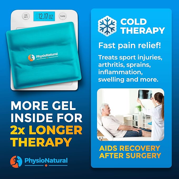 PhysioNatural Ice Pack for Knee Pain Relief, Reusable Gel Ice Wrap for Leg - Image 7