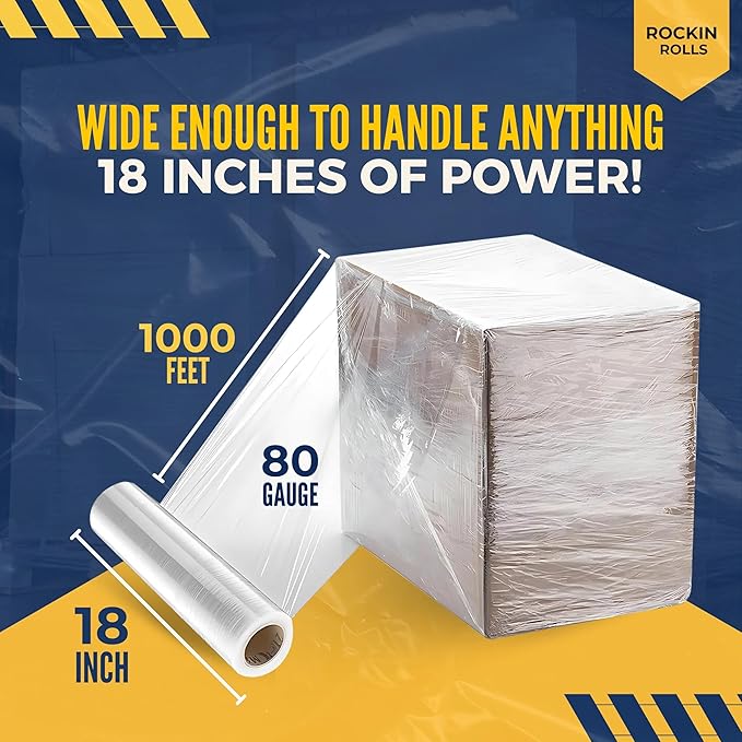 Industrial Stretch Film Wrap – 18" x 1000 FT x 80 Gauge, 4 Rolls Heavy Duty - Image 3