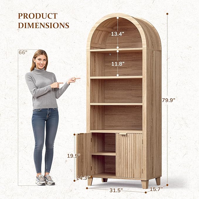 79.9" Tall Arched Pantry Cabinet, 6-Tier Arched Cabinet - Image 2