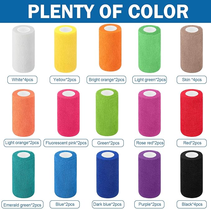 Treela 36 Pcs Self Adherent Bandage 4" X 5 Yard Wrap Breathable Cohesive - Image 3