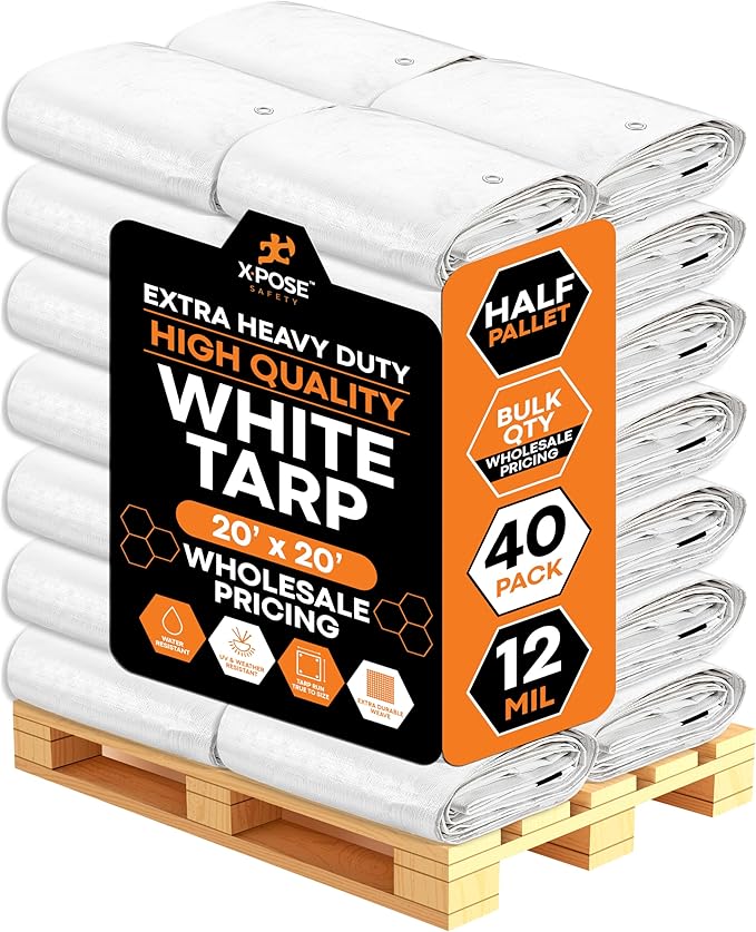 Heavy Duty White Poly Tarp 20' X 20' by XposeSafety