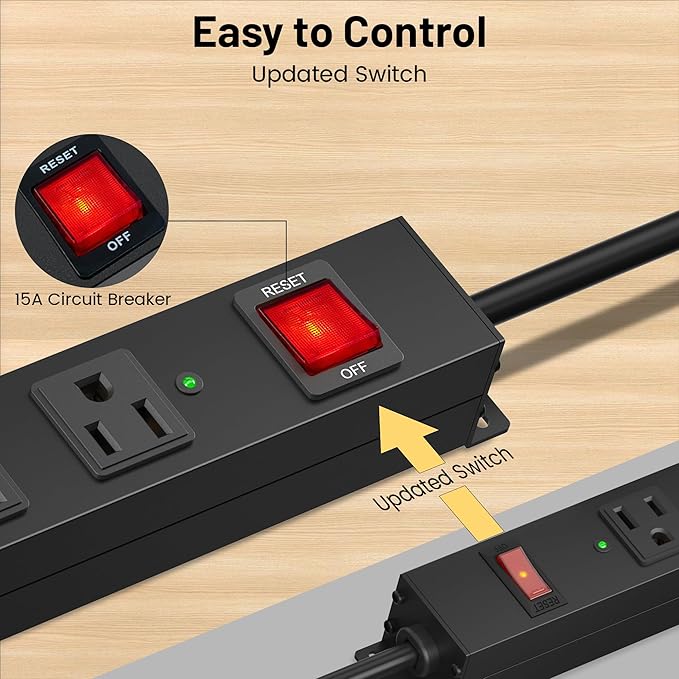KF 8 Outlet Heavy Duty Power Strip Surge Protector, 2100J Surge Protection - Image 2