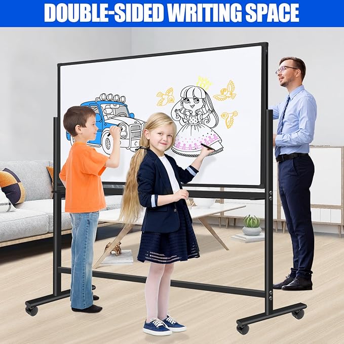 Magnetic Mobile Whiteboard 72 X 48 Rolling White Boards on Wheels, Large - Image 3