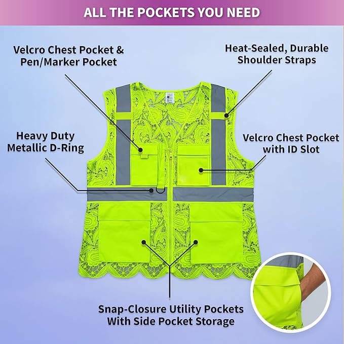 Lace-Mesh Safety Vest for Women & Men - Image 5