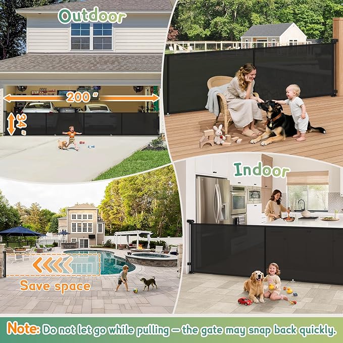 200'' Retractable Baby Gates Extra Wide, Extra Long Retractable Baby Gate - Image 7