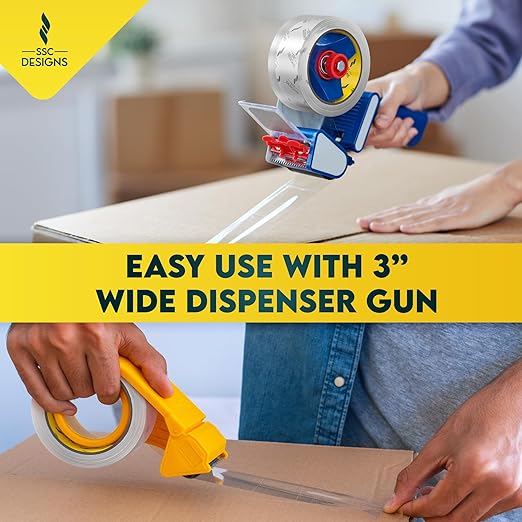 Packing Tape Clear Packaging Tape Heavy Duty Strong Shipping Refills Dispenser - Image 3