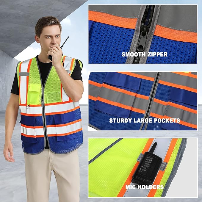 BeautyWill Custom Logo Safety Vest Class2 High Visibility Reflective Vest - Image 3