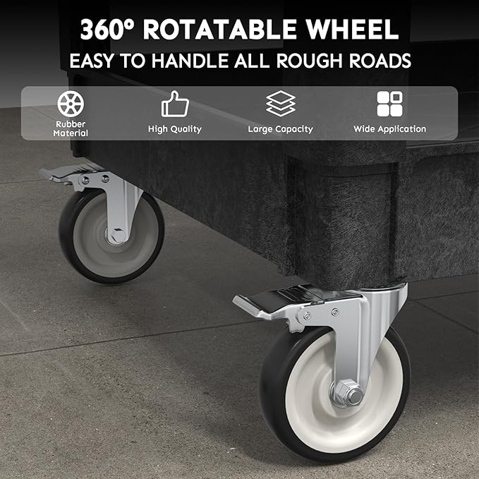 Heavy Duty Utility Rolling Tool Cart, 1000 lbs Capacity Flat Top Plastic - Image 3
