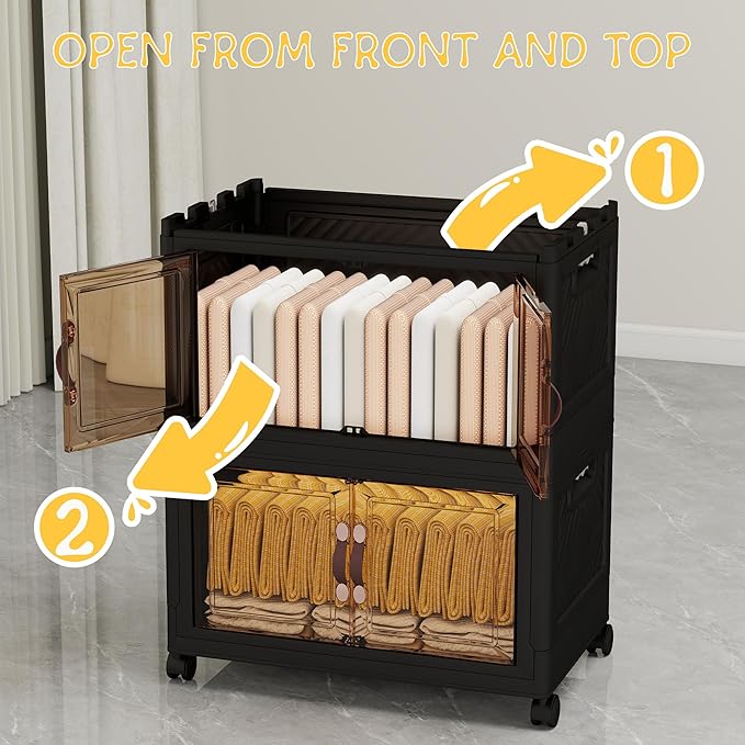 Storage Bins with Lids and Wheels, 199QT-99.5QT*2Tier Collapsible Bathroom - Image 5
