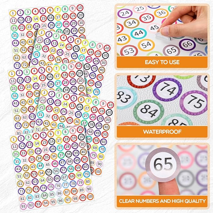Outus 5000 Pcs 1 Inch 1 to 100 Number Stickers Small Number Dot Labels - Image 3