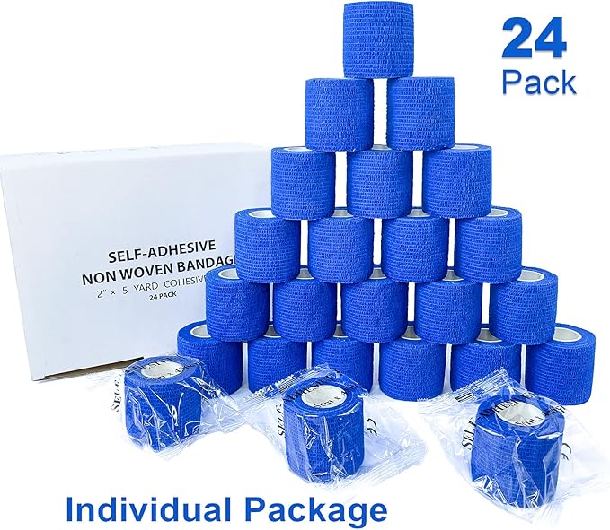 Blue-Self Adhesive Bandages Pre Wrap, Athletic Elastic Cohesive Bandage - Image 4
