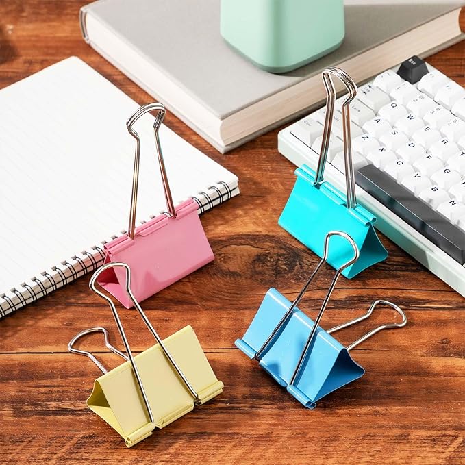 24 Pack 4 Color 3 Inch Jumbo Binder Clips, Extra Large Binder Clips Heavy Duty - Image 4