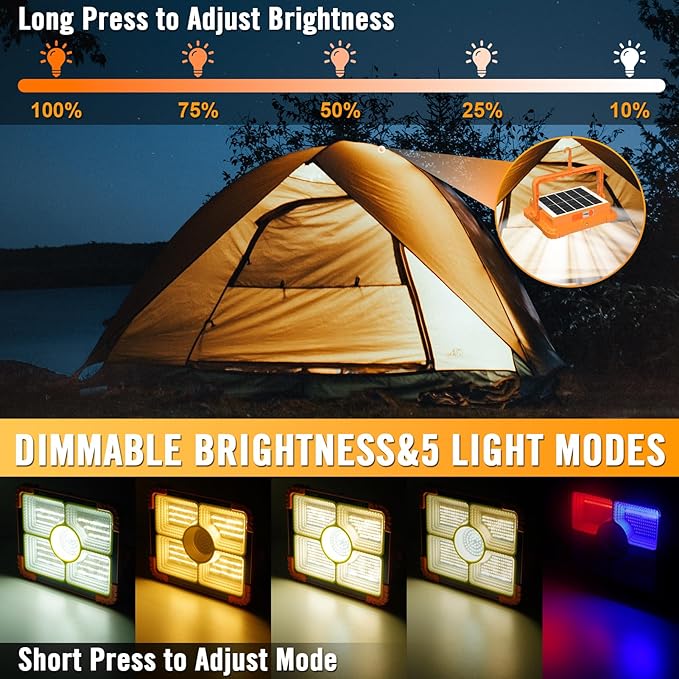 100W LED Solar Work Light, 466 LED 10000LM Magnetic Worklight - Image 4