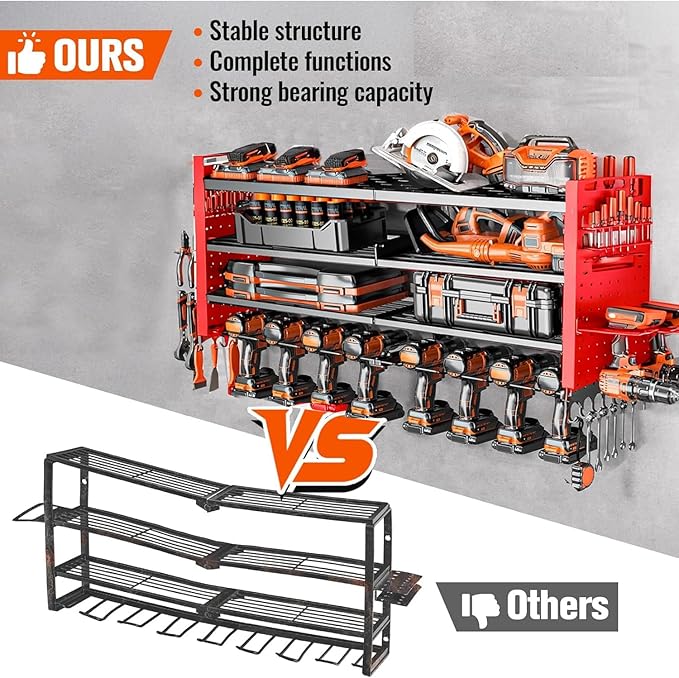 33" W Power Tool Organizer Wall Mount, 4-Layer Heavy Duty Tool Storage - Image 3