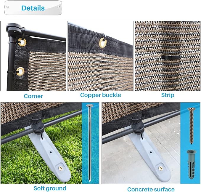 Patio 5' x 11'10" Outdoor Privacy Screen Freestanding Temporary Fence Panels - Image 2