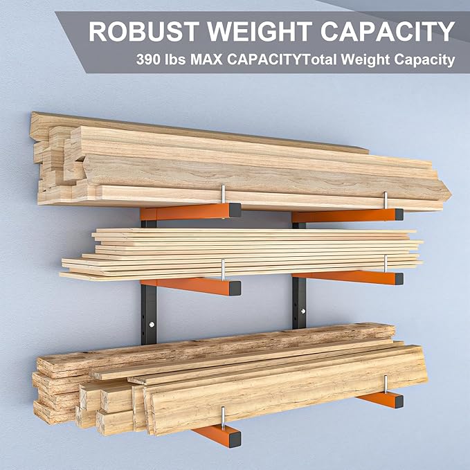 Lumber Storage Rack, Upgrade Folding Lumber Rack Wall Mount, Heavy Duty Metal 9 - Image 4
