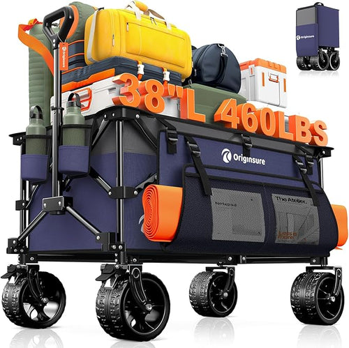 220L Collapsible Wagon Cart Foldable, 460lbs Load Capacity Heavy Duty Folding by Unknown